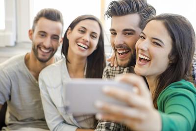 Group of friends taking a selfie in Brisbane CBD